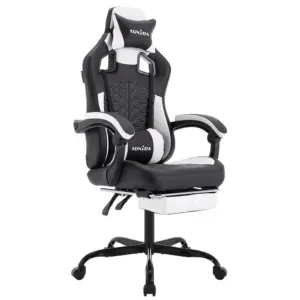 Gaming Chair with Footrest, Adjustable Headrest, Lumbar Support, Height Adjustable, Racing Style for Home Office & Gaming, Black