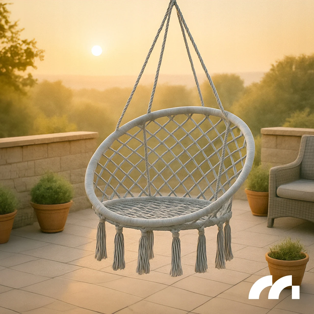 FOTEL WISZĄCY OGRODOWY HUŚTAWKA BOCIANIE GNIAZDO DO DOMU OGRODU Długość siedziska 60 cm