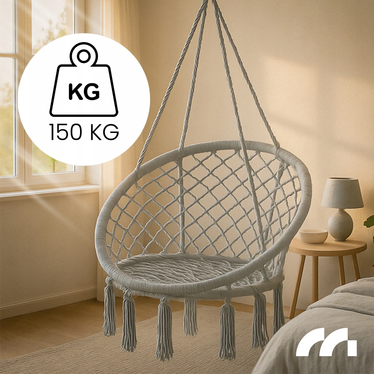 FOTEL WISZĄCY OGRODOWY HUŚTAWKA BOCIANIE GNIAZDO DO DOMU OGRODU Szerokość siedziska 60 cm