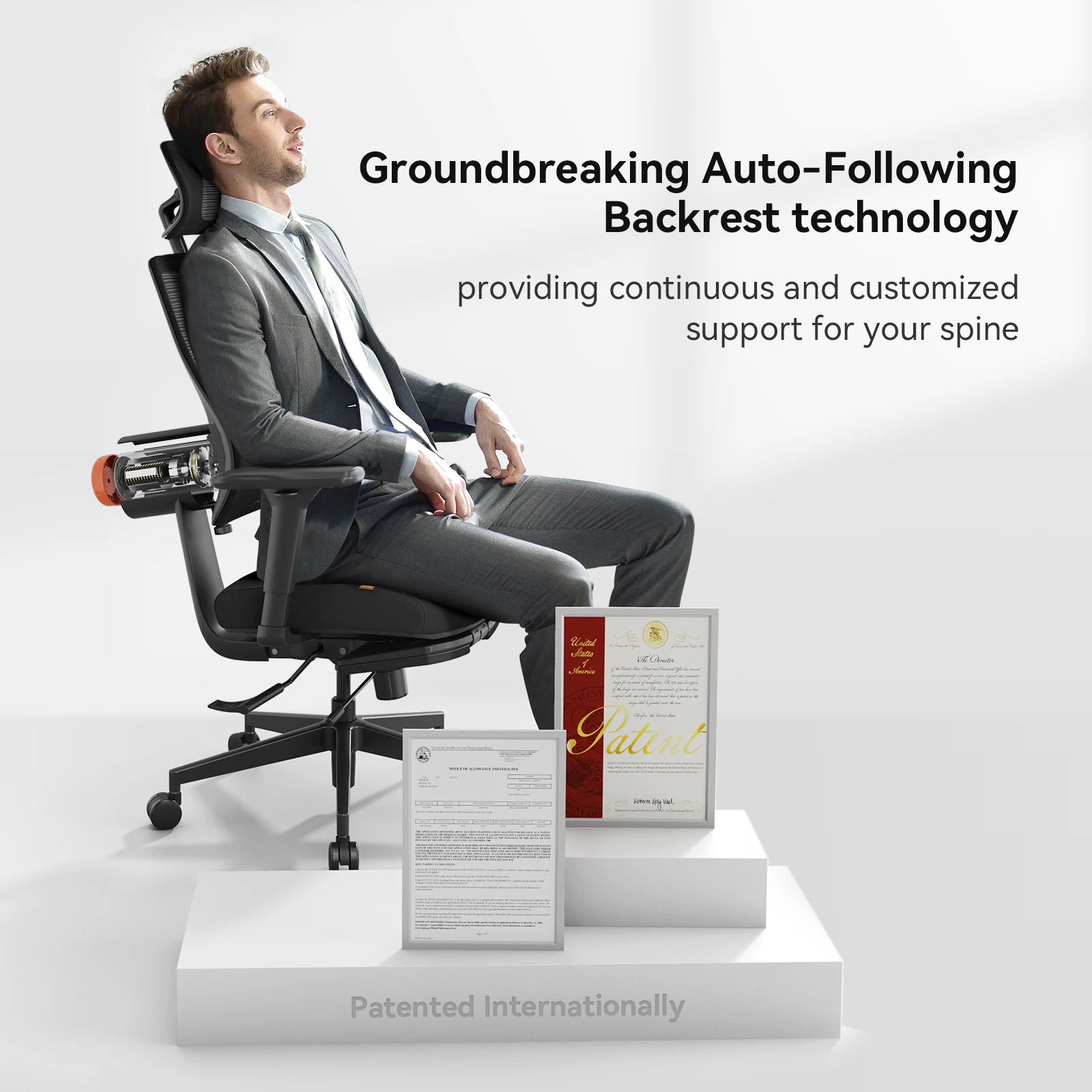 Silla ergonómica NEWTRAL MagicH-BP con reposapiés, respaldo autoajustable, soporte lumbar adaptable, reposabrazos ajustable y reposacabezas.