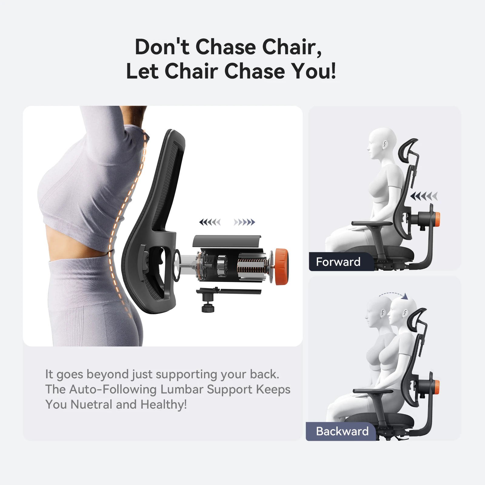 NEWTRAL MagicH-BP Ergonomic Chair with Footrest Auto-Following Backrest Adaptive Lower Back Support Adjustable Armrest Headrest