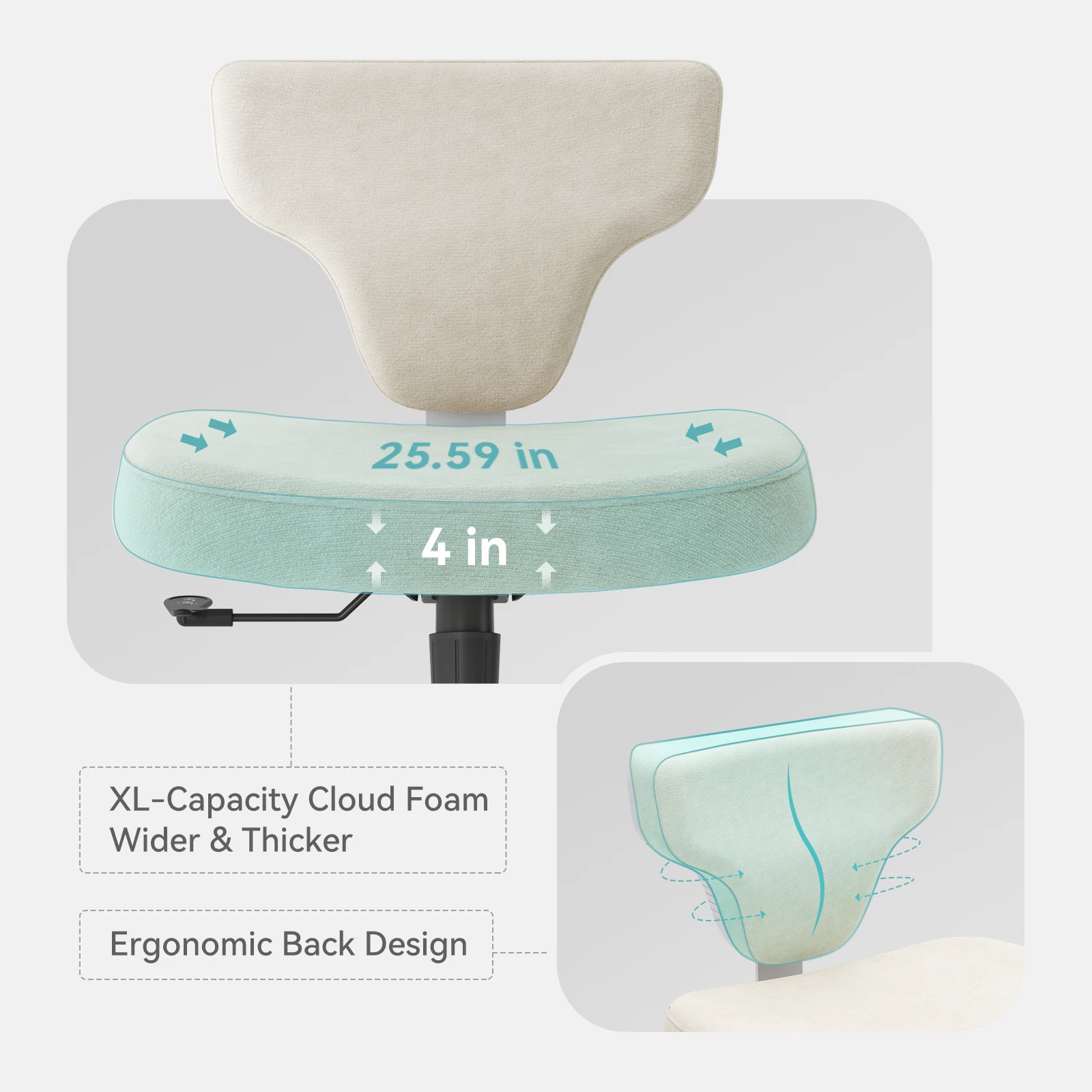 Newtral FP Office Chair without Armrest,Adjustable Laptop Tray Gamer Chair,Dressing Table Chair with Wheels,Criss Cross Chair