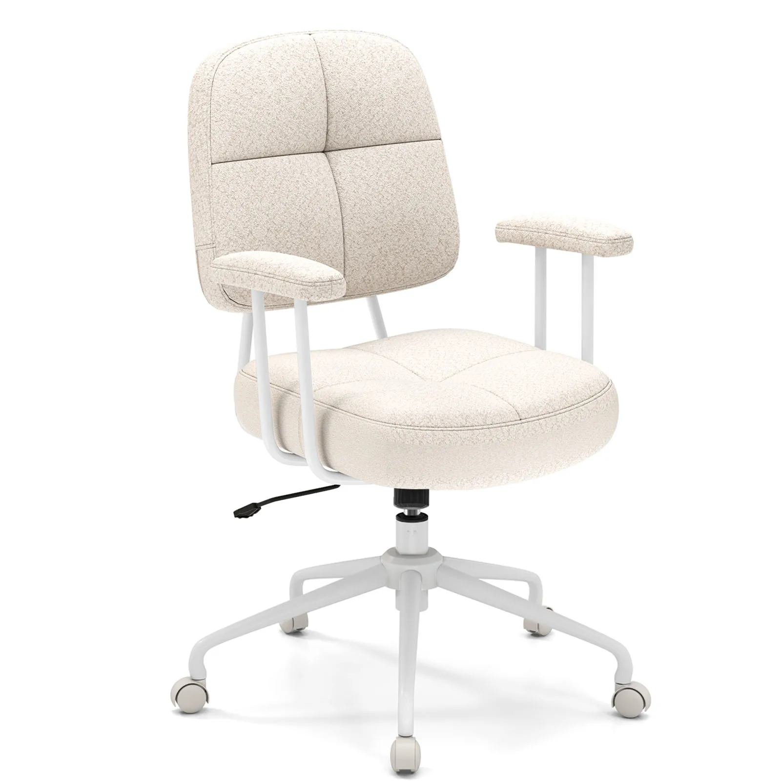 Silla de oficina, silla giratoria ergonómica con reposabrazos y ruedas, silla de ordenador, acolchada, regulable en altura, silla de escritorio