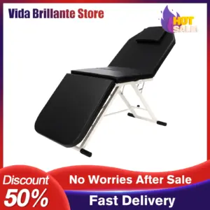 Portable Foldable Massage Table Beauty Bed Thick Support Steel 440-551lbs Capacity Adjustable Salon Spa Tattoo Folding Bed