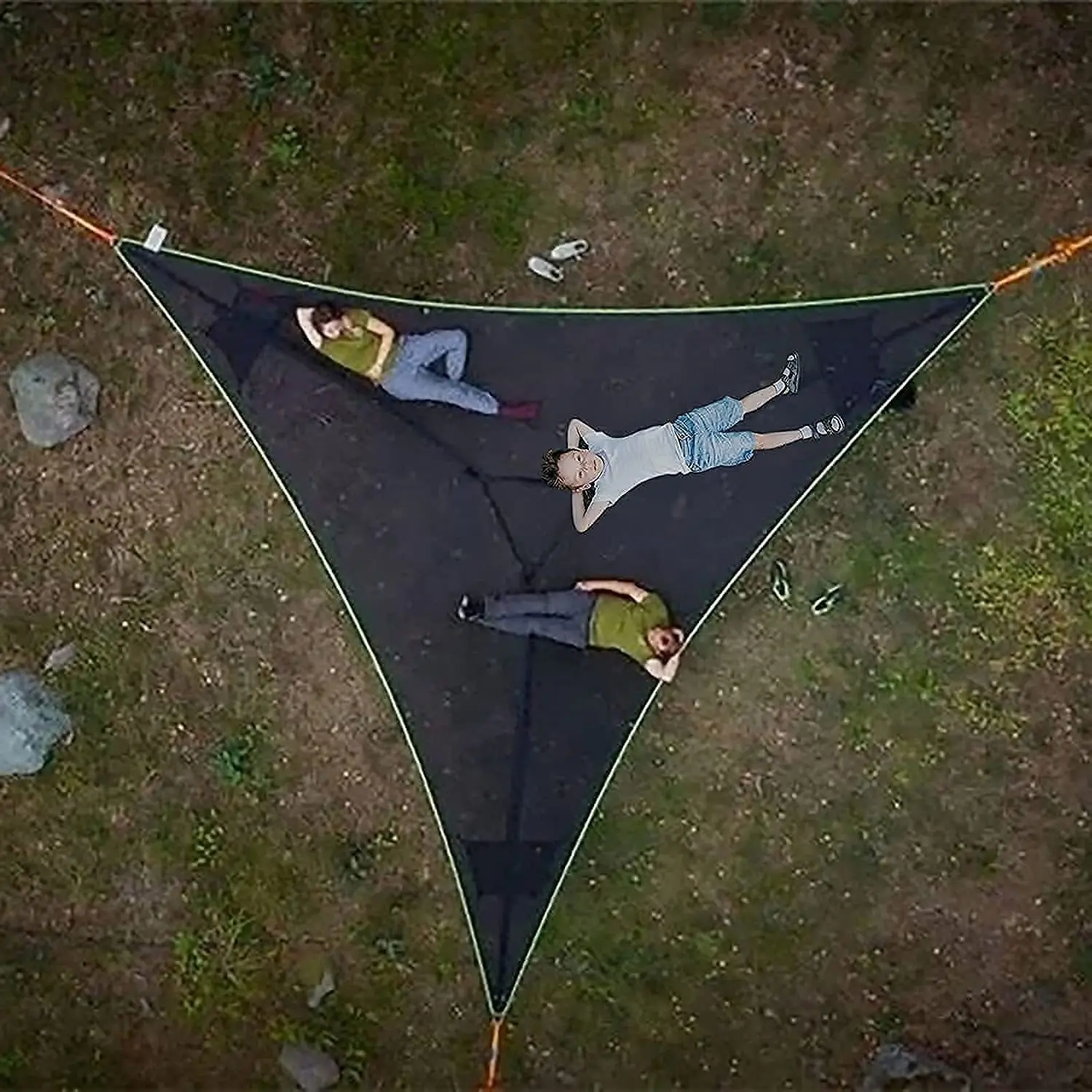 Hamaca triangular portátil antivuelco para acampar, cama colgante para varias personas para viajes al aire libre.