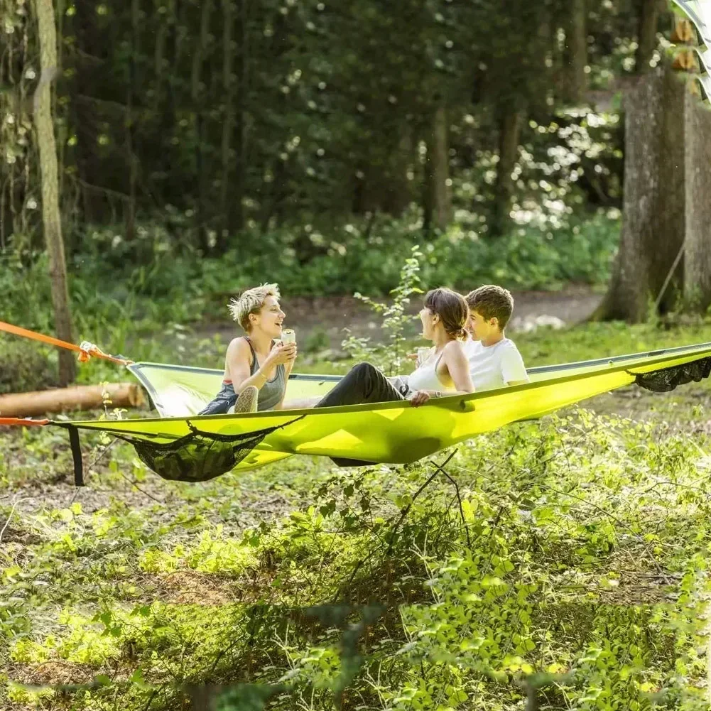 Hamaca triangular portátil antivuelco para acampar, cama colgante para varias personas para viajes al aire libre.