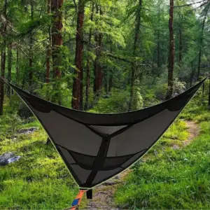 Portable Triangle Hammock Anti-Rollover Camping Multi Person Hanging Bed for Outdoor Travel
