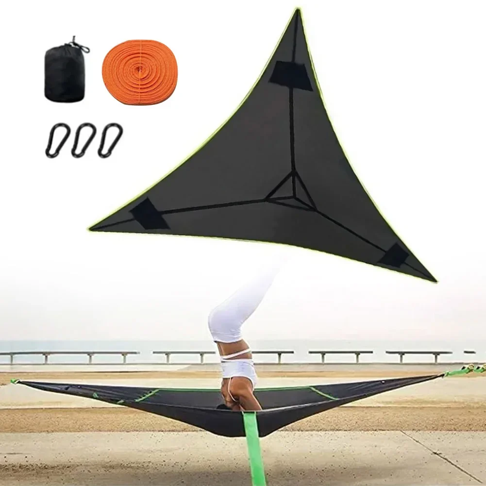 Hamaca triangular portátil antivuelco para acampar, cama colgante para varias personas para viajes al aire libre.