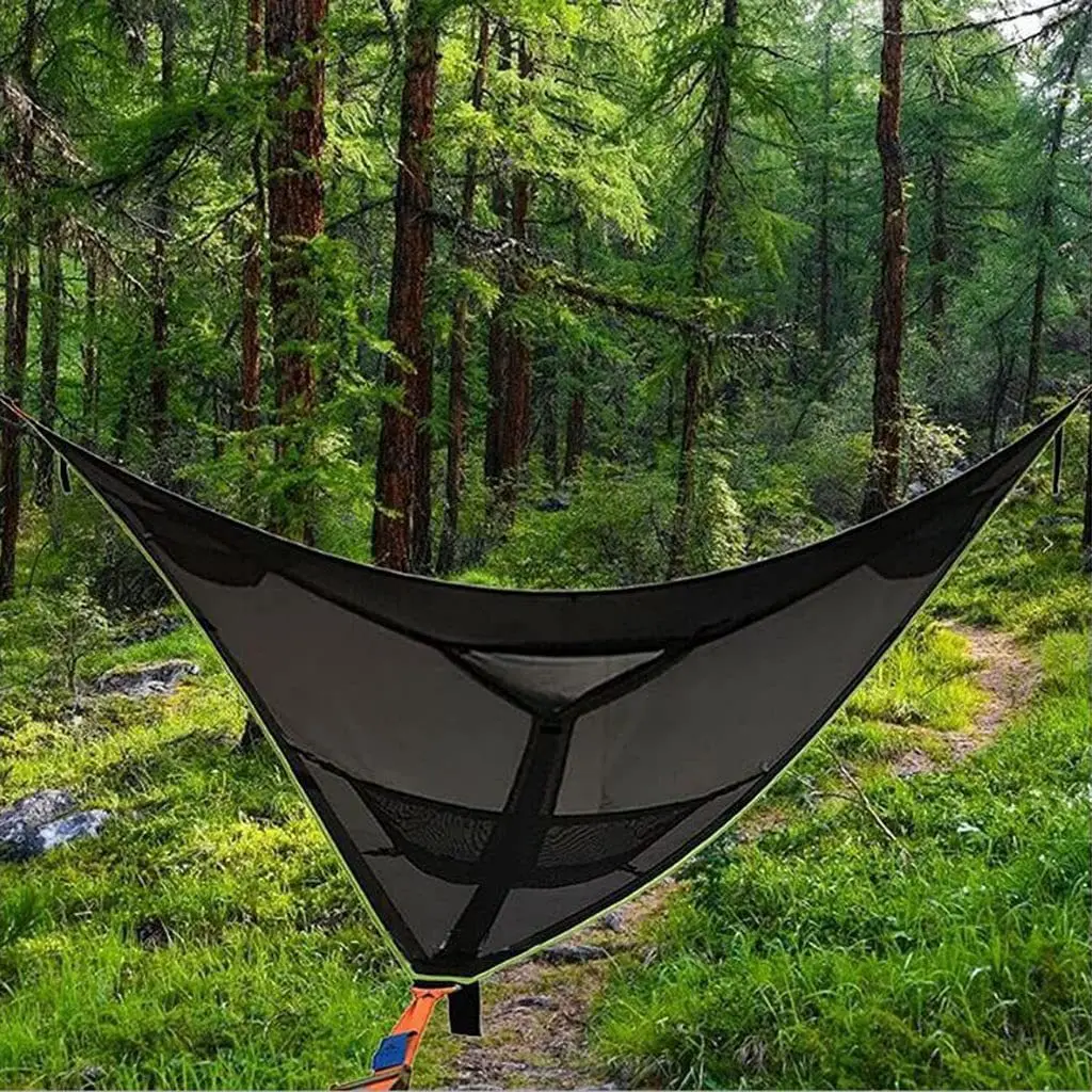 Hamaca triangular portátil antivuelco para acampar, cama colgante para varias personas para viajes al aire libre.
