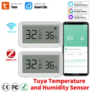 Tuya Wifi/Zigbee Temperature Humidity Sensor Thermometer Hygrometer Home Automation Monitoring APP for Alexa Google Assistant
