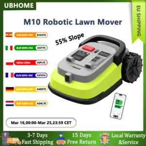 UBHOME M10 Robot Lawn Mower - Wireless, 1000m², 90 min Runtime, 55% Incline, RTK+AI Vision Robotic Lawnmower with App Control
