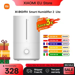 XIAOMI Humidifier 2 Lite Humidifier with Humidification 300 ml/h, Water Tank with 99.9% Antibacterial Efficiency, 4 L Capacity