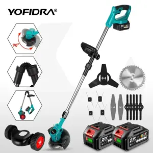YOFIDRA Electric Lawn Mower Handheld Length Adjustable Cutter Cordless Garden Grass Cutting Trimmer For Makita 18V Battery Pin